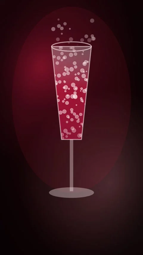 Red Champagne Flute Bubbling Vertical Seamless Loop Animated Dark Background Video stock 344007002