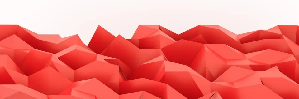 Red Chaotic Cubes Wall Background. 3d Render Illustration Illustrazione stock
