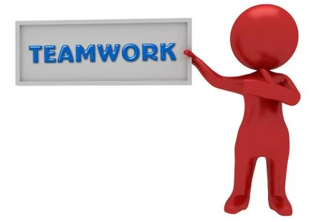 Red character with team work Illustrazione stock