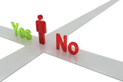 Red character with yes and no Stock Illustration