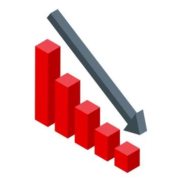 Red chart arrow pointing down representing financial loss Stock Illustration