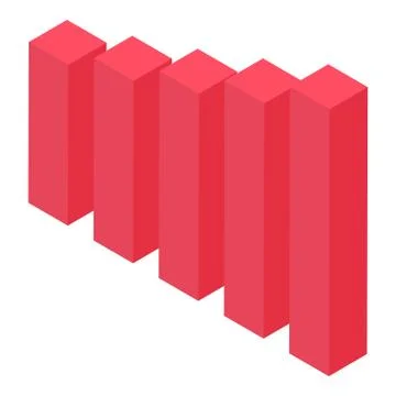 Red chart bars icon, isometric style Stock Illustration
