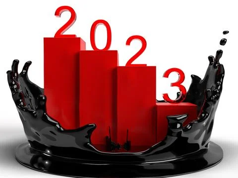 Red chart graph 2023 beginning start 2022 finish business financial crude o.. Stock Photos