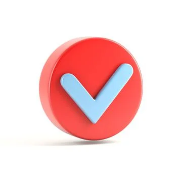 Red Check Button white background 3D illustration Stock Illustration