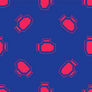 Red Check engine icon isolated seamless pattern on blue background. Vector Illustrazione stock