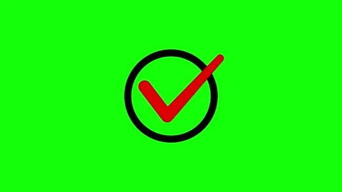 Red Check Mark with Circle Animation on Green Screen Stock Footage 312416443