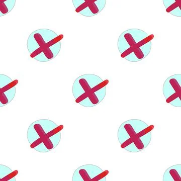 Red check mark, cross pattern seamless vector Stock Illustration