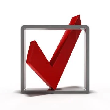 Red check mark icon. 3D render Stock Illustration