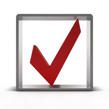 Red check mark icon. 3D render Stock Photos