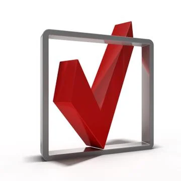 Red check mark icon. 3D render Stock Photos