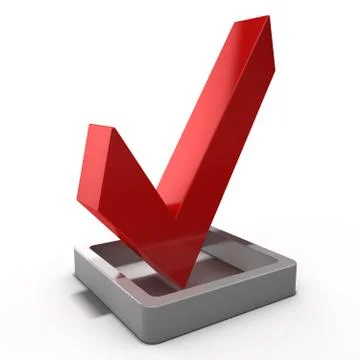 Red check mark icon. 3D render Stock Photos