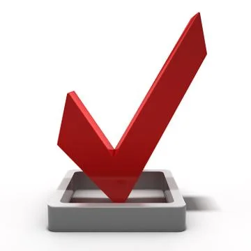 Red check mark icon. 3D render Stock Photos