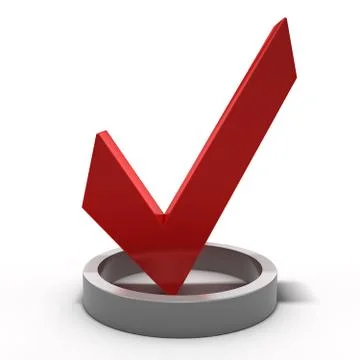 Red check mark icon. 3D render Stock Photos
