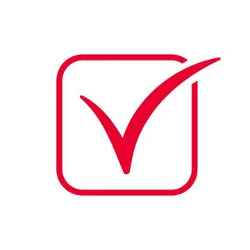 Red check mark icon in a box. Designed for web and software interfaces Иллюстрация