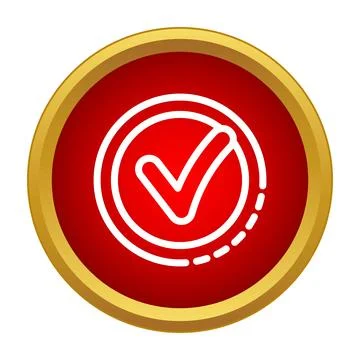 Red check mark icon completing process circle 스톡 일러스트