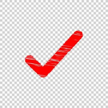 Red check mark scribble png symbol of approval Stock Illustration