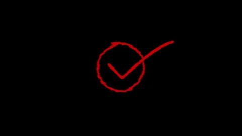 Red check mark symbol animated on black background with motion graphics. Stock Footage 338006229