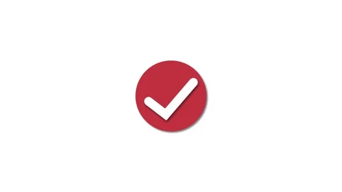 Red Check Mark Symbol on animation White Background with Subtle Shadow circ.. Stock Footage 321854661