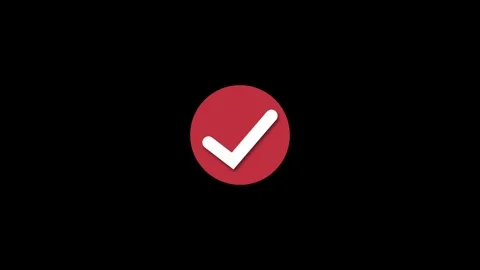 Red Check Mark Symbol on animation Black Background with Subtle Shadow circ.. Stock Footage 321854662