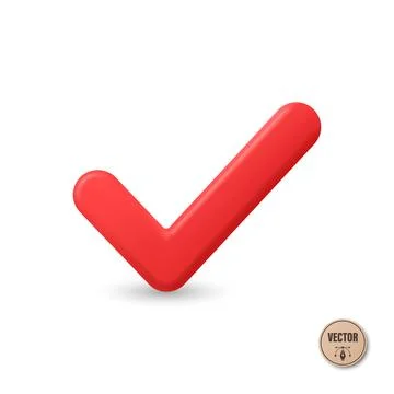 Red Check Mark Vector Illustration. 3d Red Check Mark Icon. Tick Symbol for Stock Illustration