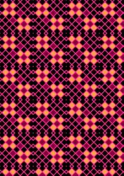 Red checkered background with orange and purple squares Stock Illustration