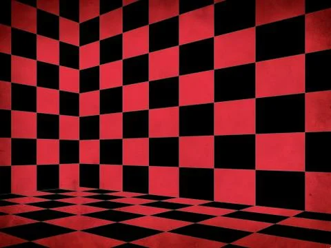 Red Checkered Old Room Stock Illustration