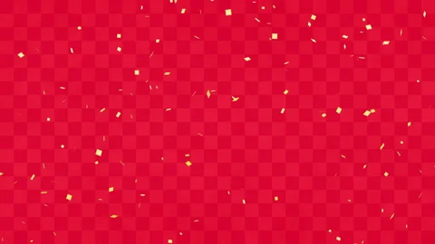 Red checkered pattern and golden confetti background (seamless loop) Video stock 164309175