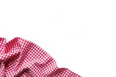 Red checkered tablecloth, clean red napkins  Stock Photos