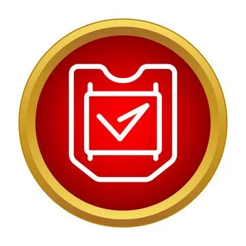 Red checkmark validating security access shield icon Stock Illustration