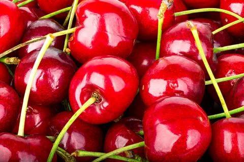 Red cherries background Stock-Fotos