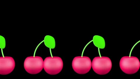 Red cherries on a black background. 3D animation. Stock Footage 245424573