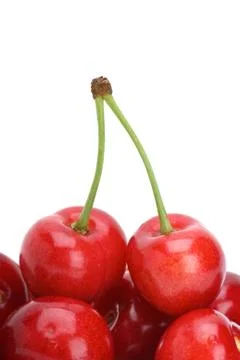 Red cherries isolated on the white background Foto stock
