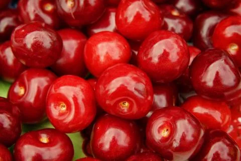 Red cherries macro background Stock Photos