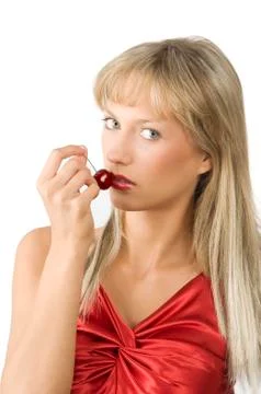 The red cherries Stock Photos