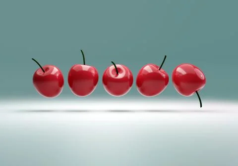 Red cherries in a row Stock Illustration