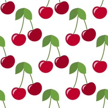 Red cherries seamless Stock Illustration