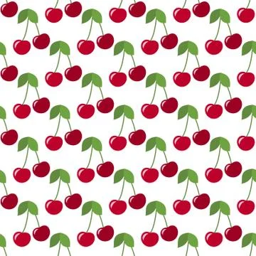 Red cherries seamless Stock Illustration