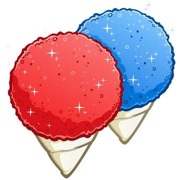 Red Cherry and Blue Raspberry Snow Cone Vector Cartoons Illustrazione stock