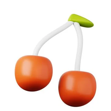 Red cherry berries high quality 3D render illustration icon. 스톡 일러스트