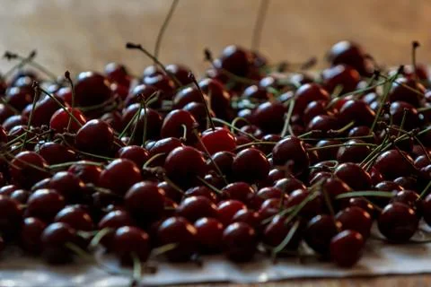 Red cherry berry on the table Stock Photos