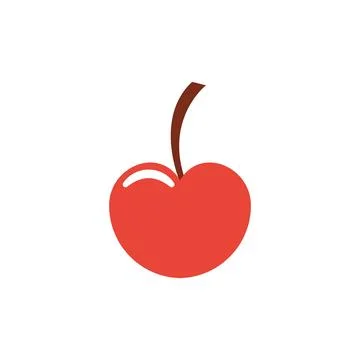 Red cherry with brown stem. Vector Stock Illustration