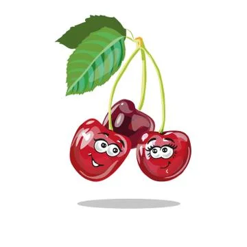 Red Cherry Cartoon Characters vector Stock Illustration