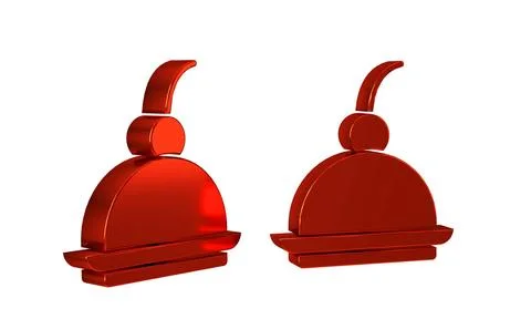 Red Cherry cheesecake slice with fruit topping icon isolated on transparent.. Stock Illustration