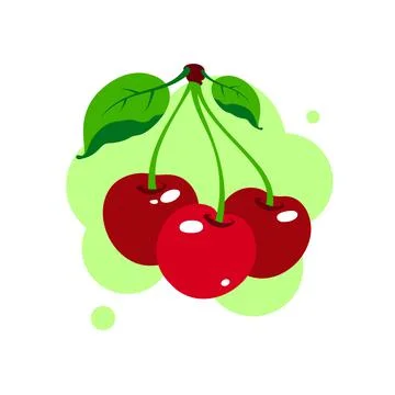 Red cherry fruit isolated on white background. Cherry vector icon. sign, logo Stock Illustration