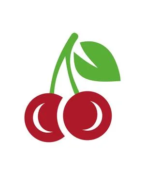 Red Cherry Fruit Minimal Vector Icon Stock Illustration