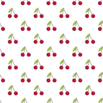 Red cherry fruit pattern seamless repeating background イラスト素材