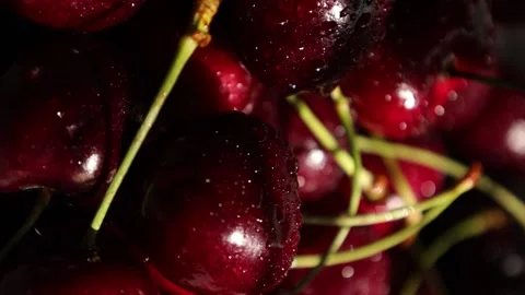Red cherry fruit, ripe cherries Stock Footage 297953967