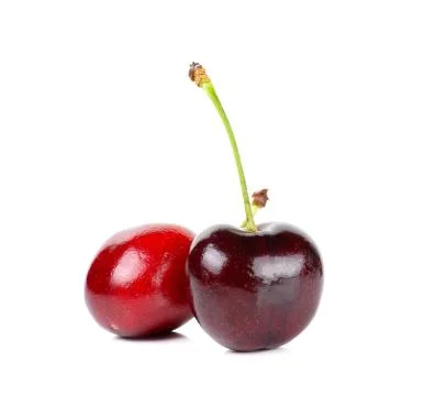 Red Cherry isolated on the white background Stock Photos
