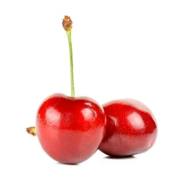 Red Cherry isolated on the white background Stock Photos