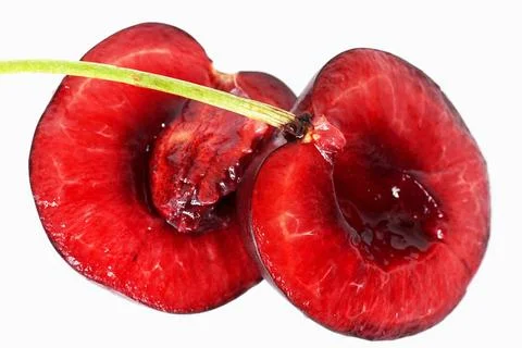 Red cherry one ripe red cherry on white background Copyright: xZoonar.com/... Foto stock